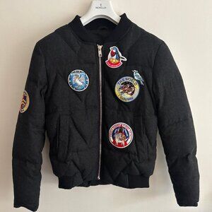 Dolce & Gabbana Bird, Dog Patch Quilted Puffer Wool Down Bomber Jacket - 48 S- M